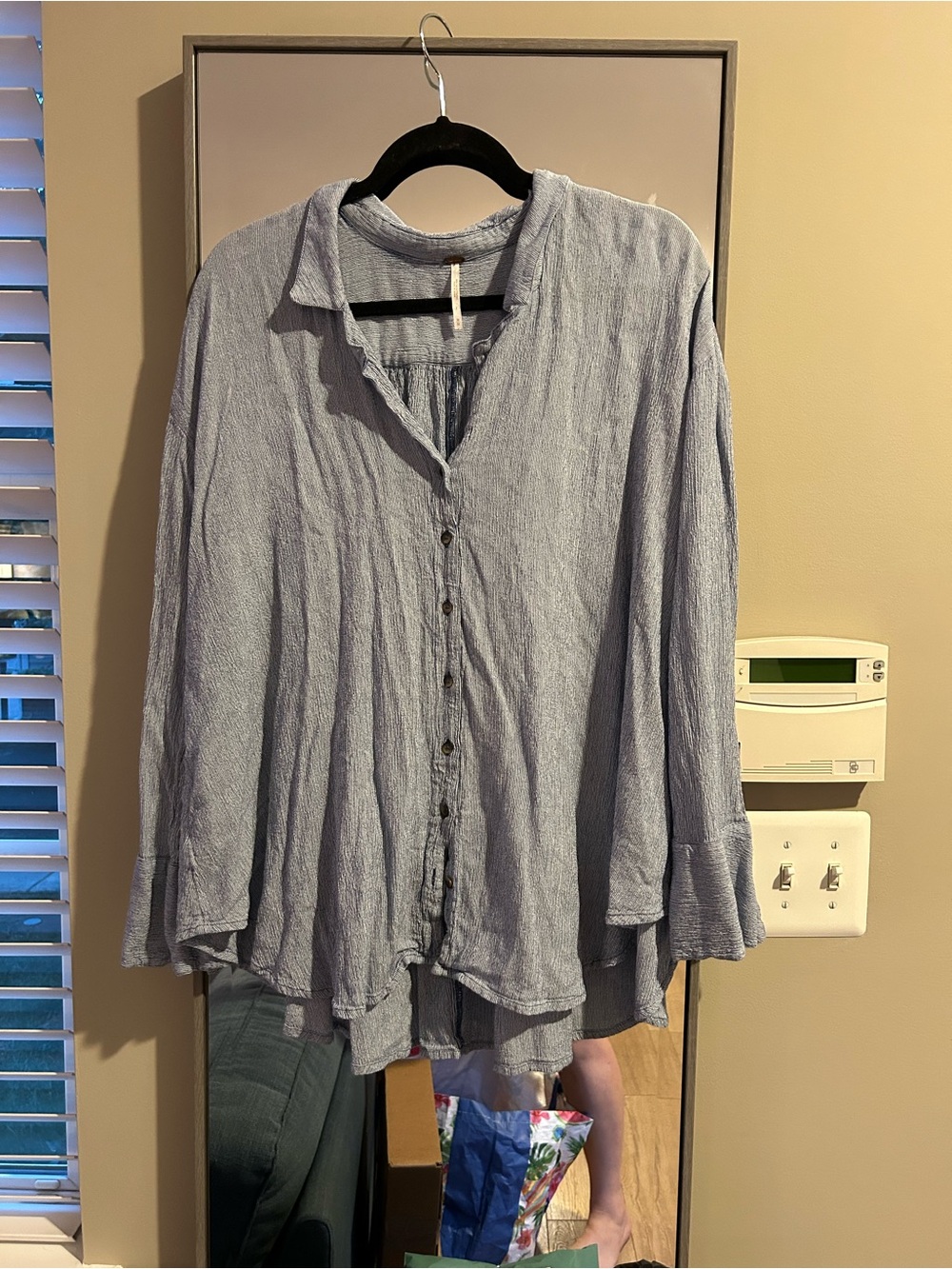 Free People Light Blue Button-Front Women’s Top Size Medium